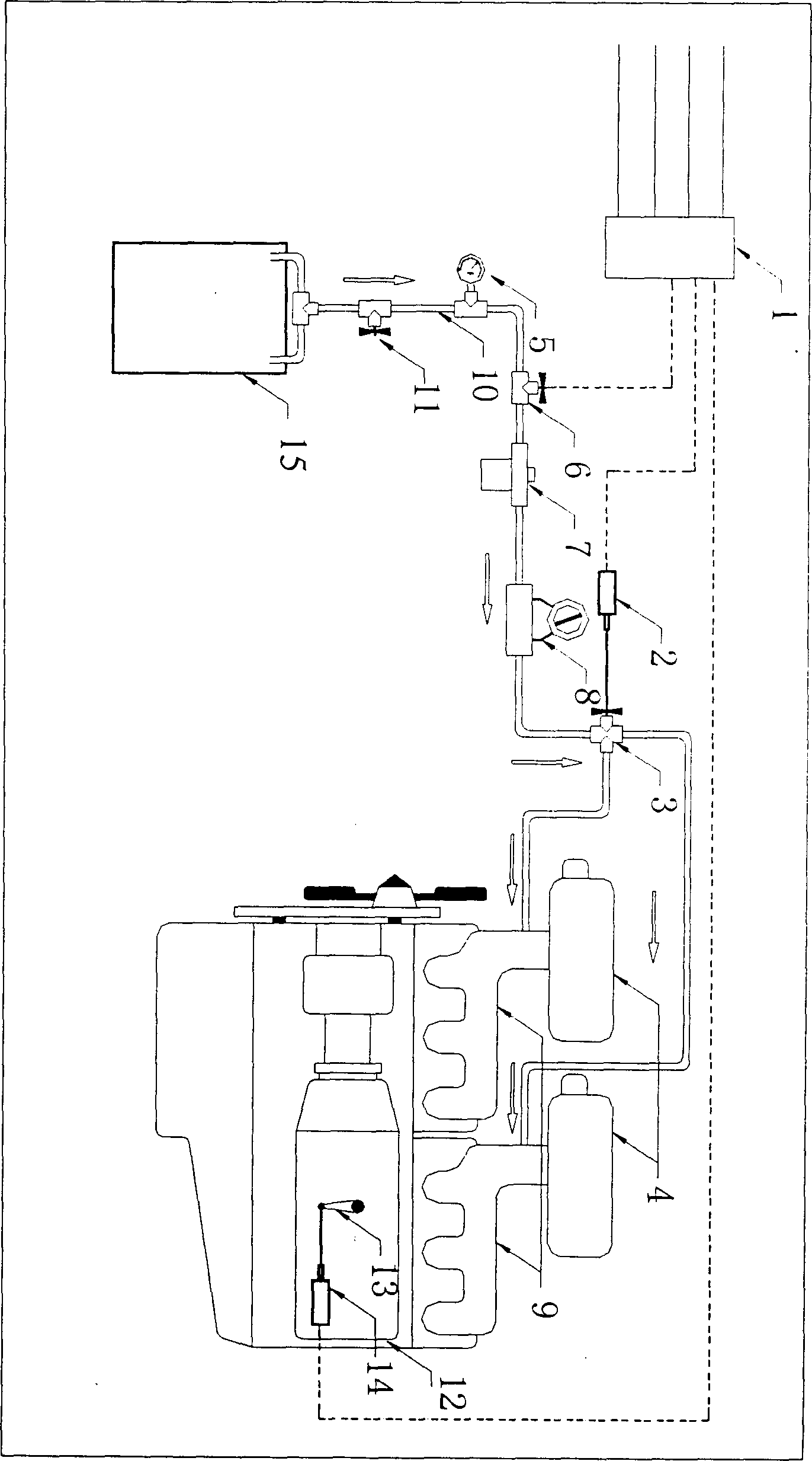 Electrically controlled dual-fuel automobile engine system refitted from mechanical diesel engine