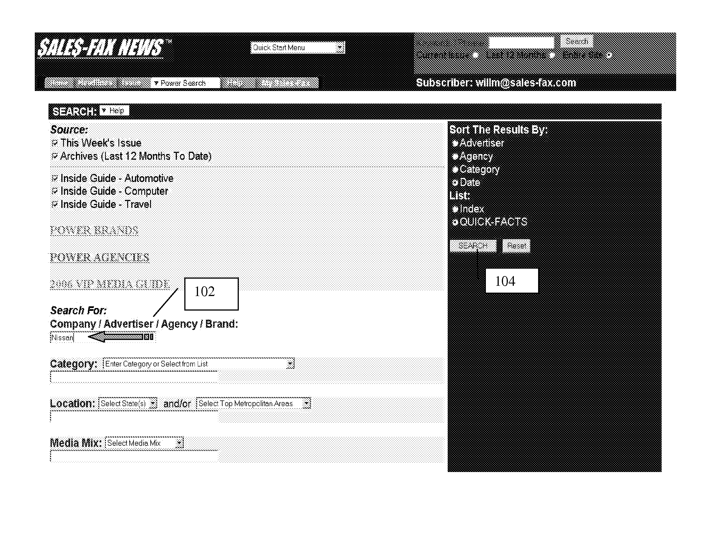 System for searching network accessible data sets