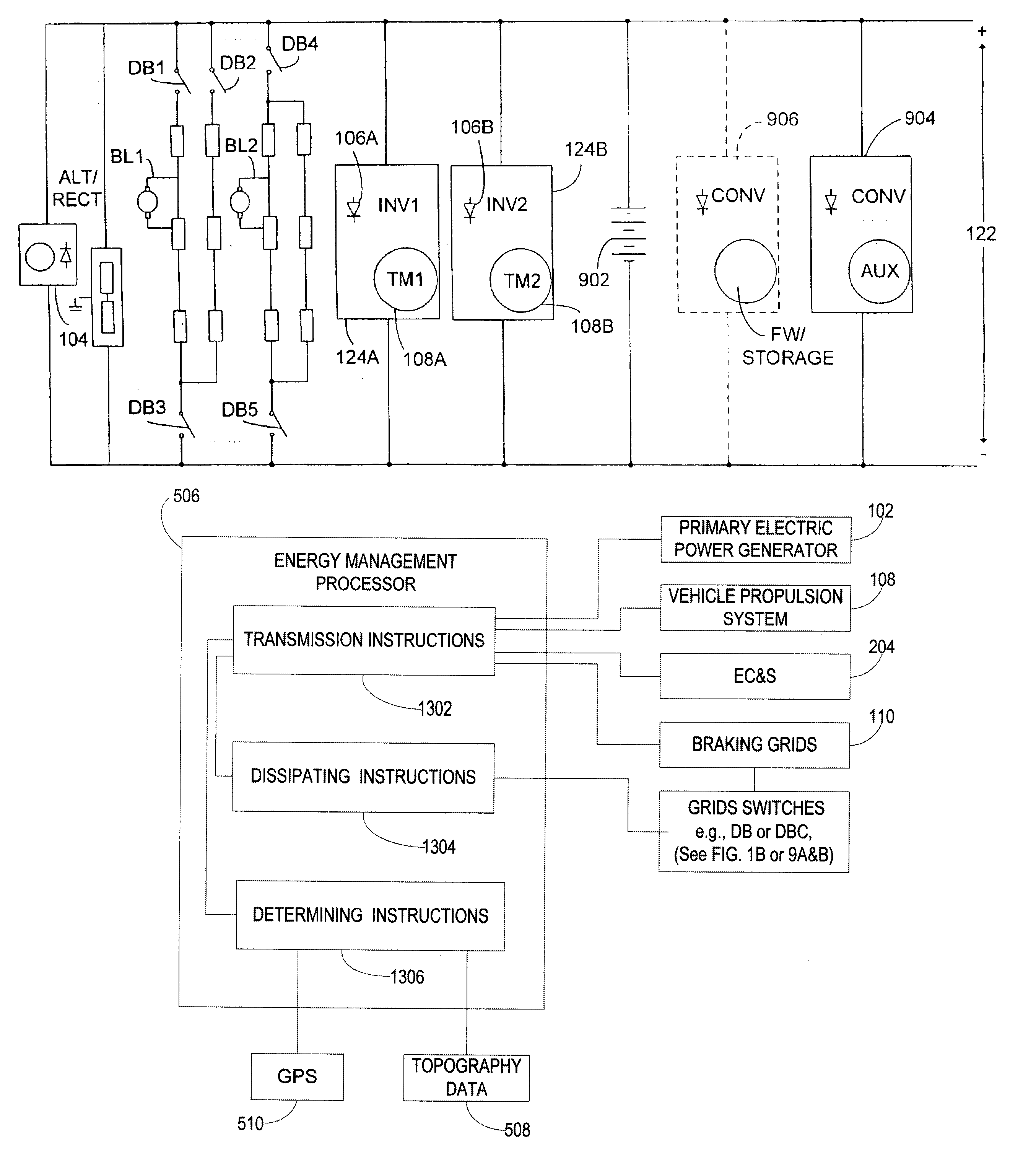 Hybrid energy off highway vehicle electric power storage system and method