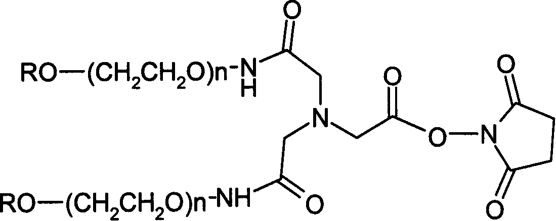 Composition of protein and double chain polyethylene glycol