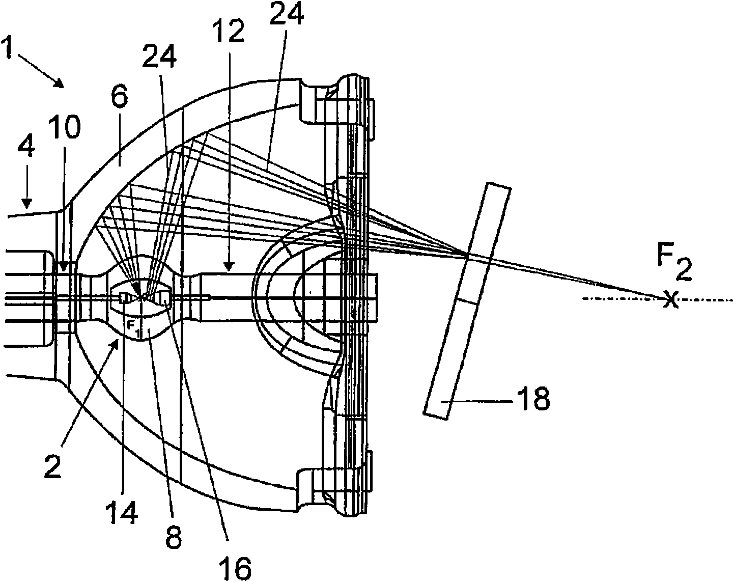 Lamp module with alternating current burner for projectors