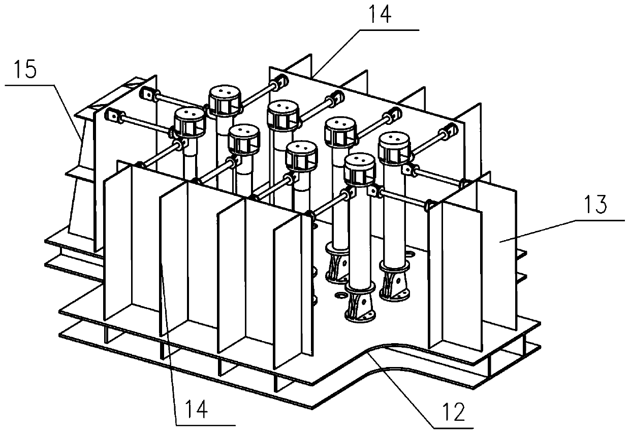 A support device for the strength test of the connection between the vertical tail and the fuselage of the aircraft