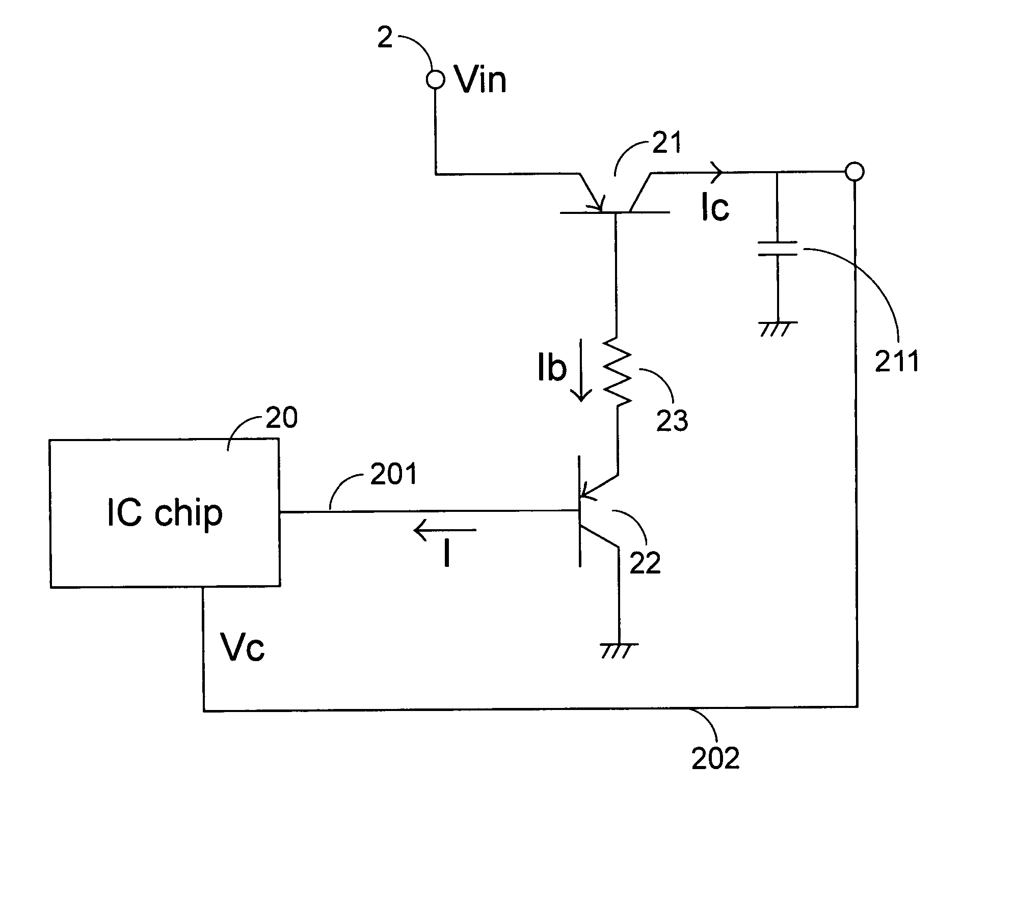Voltage regulator circuit of integrated circuit chip
