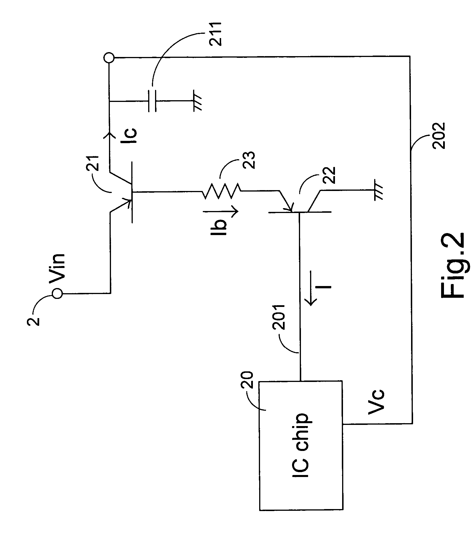 Voltage regulator circuit of integrated circuit chip