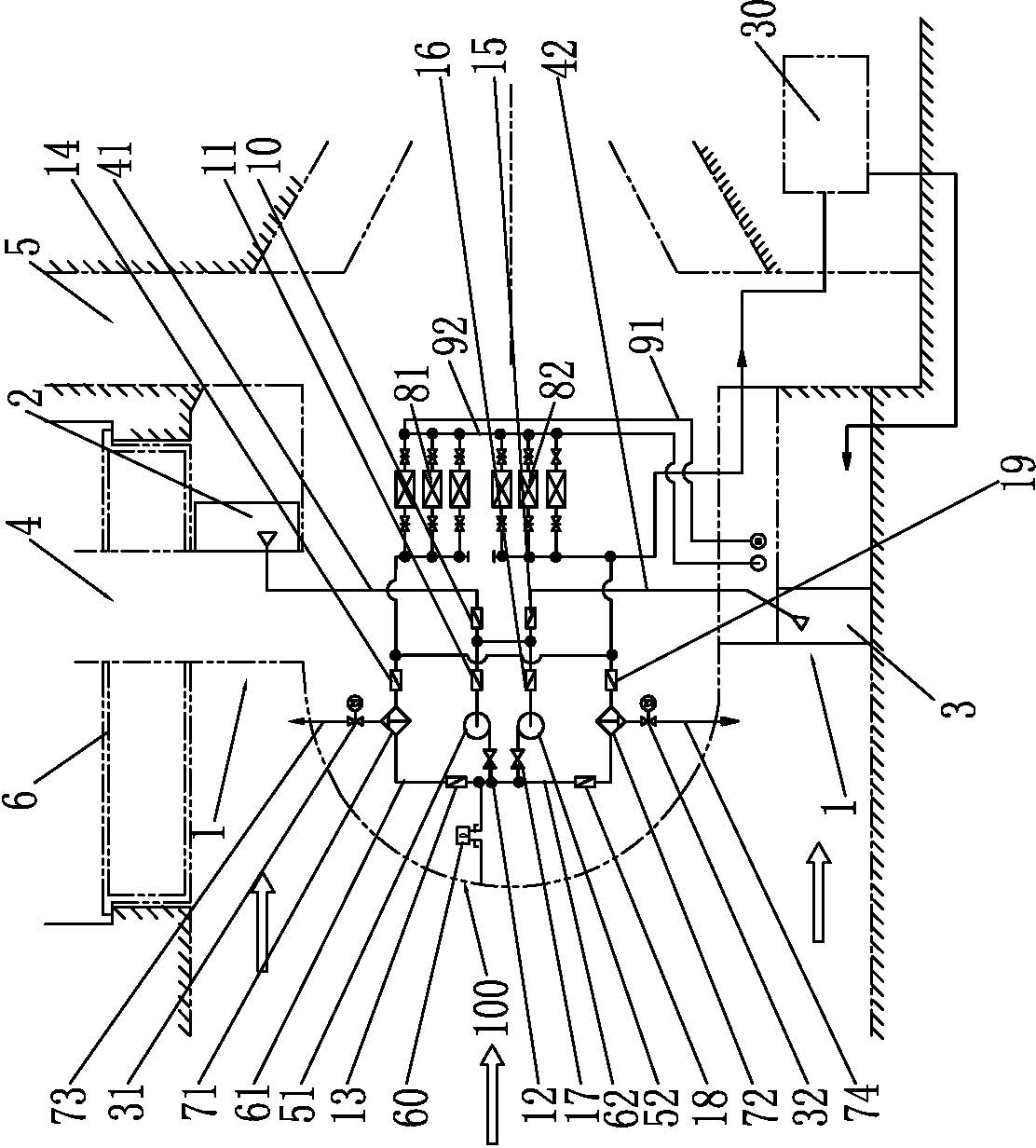 Cooling water supply system of bulb tubular turbine generator set