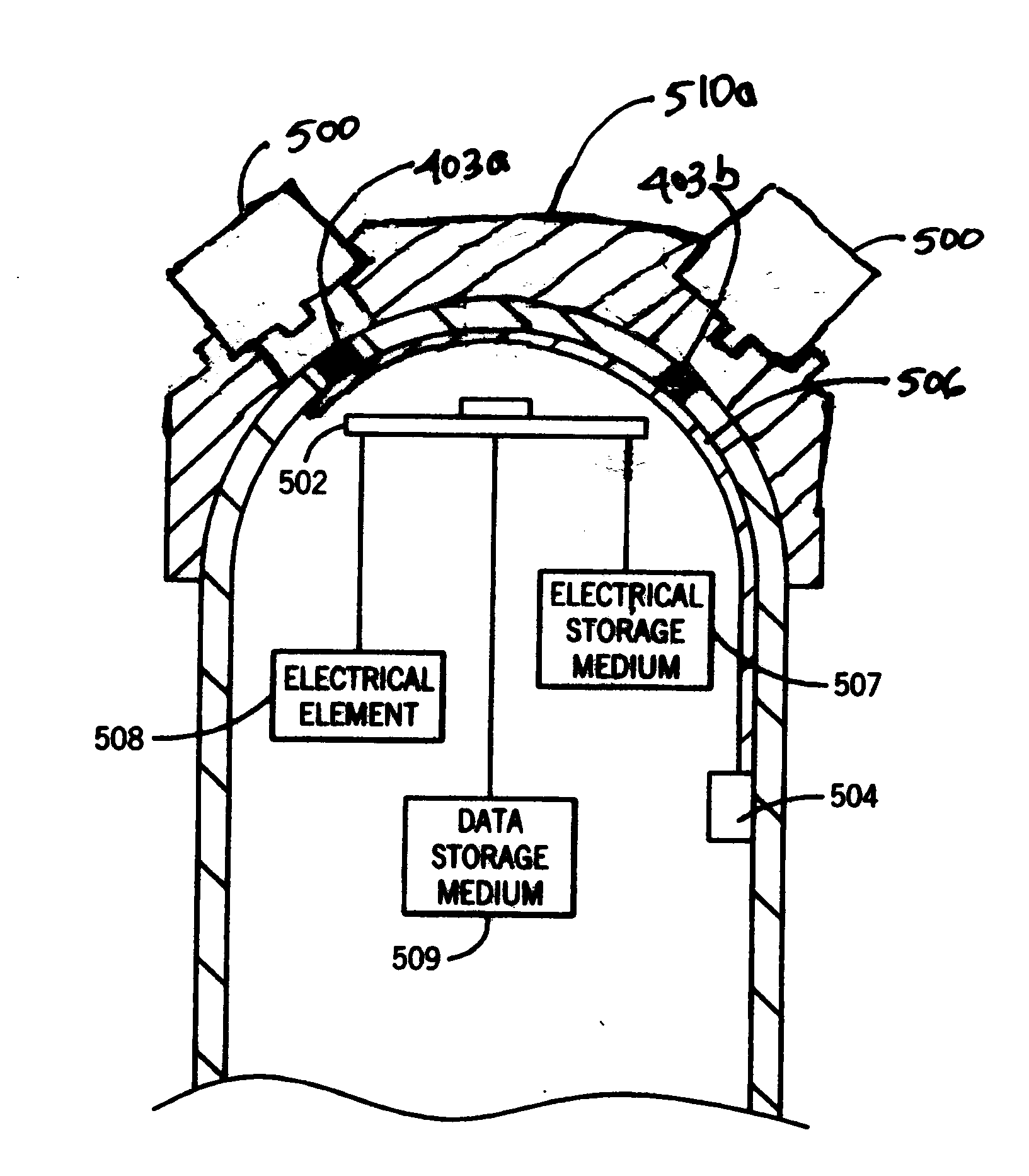 Projectile having one or more windows for transmitting power and/or data into/from the projectile interior