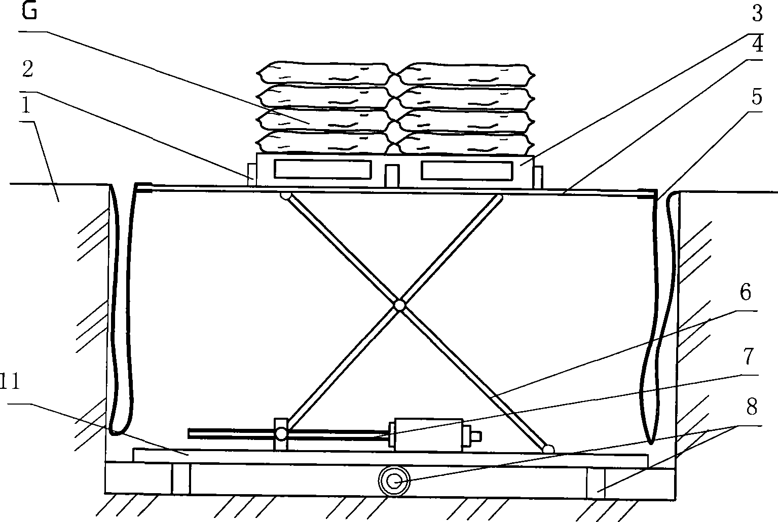 Plate stacking device for bagged materials