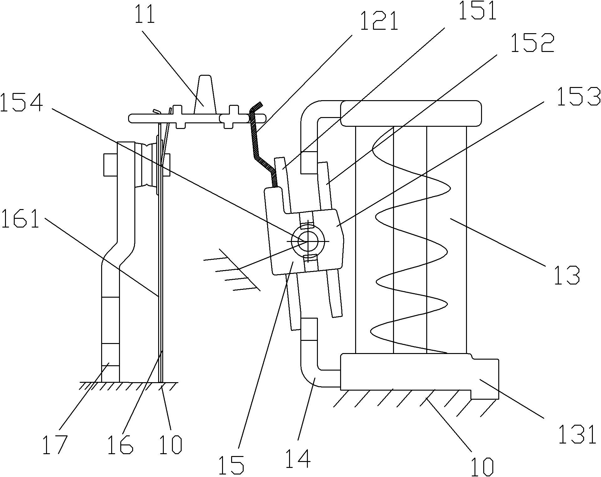 Magnetic latching relay with double flexible pushing connections