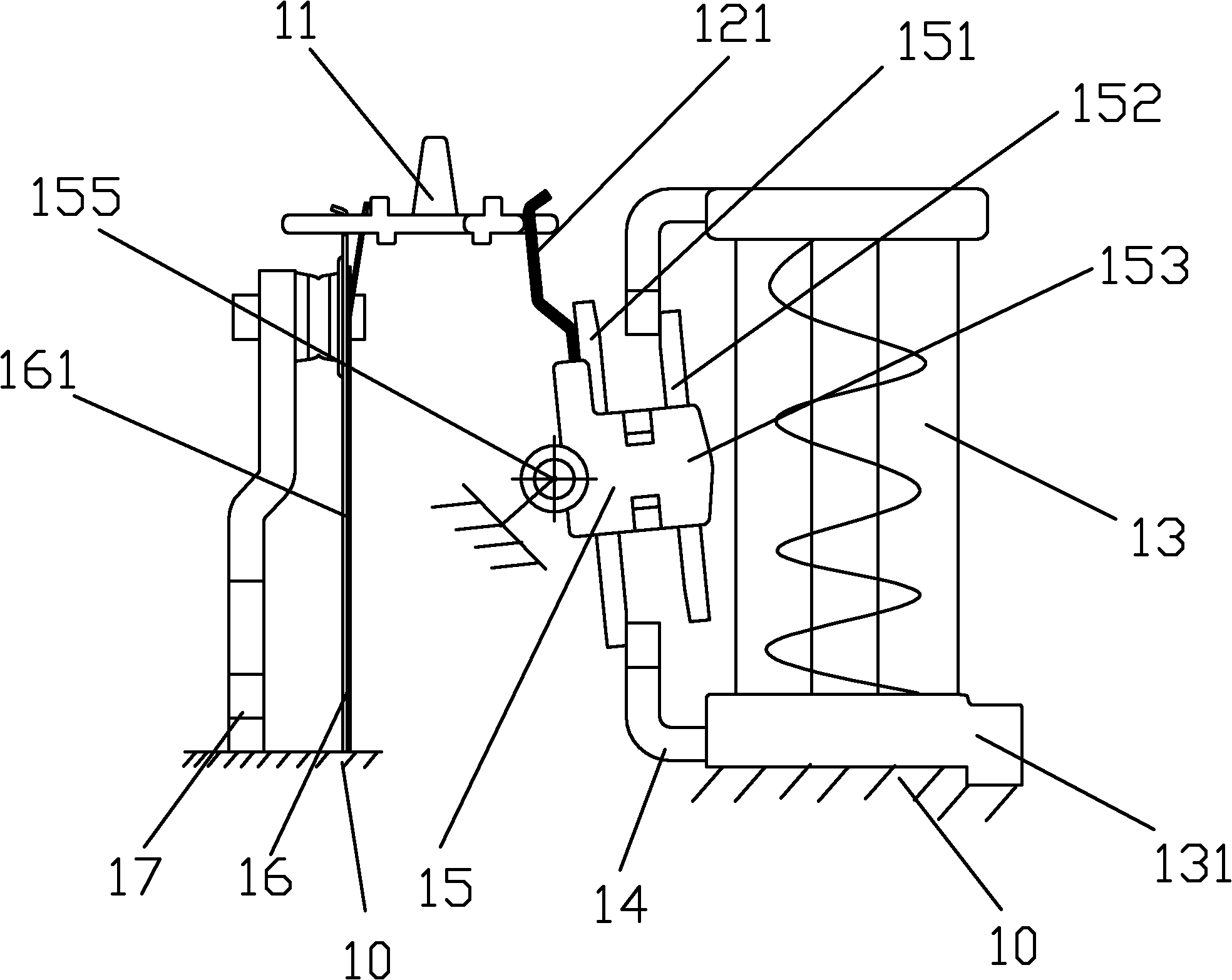 Magnetic latching relay with double flexible pushing connections