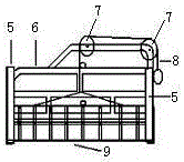 A sow farrowing crate with barriers on the side fences for sows