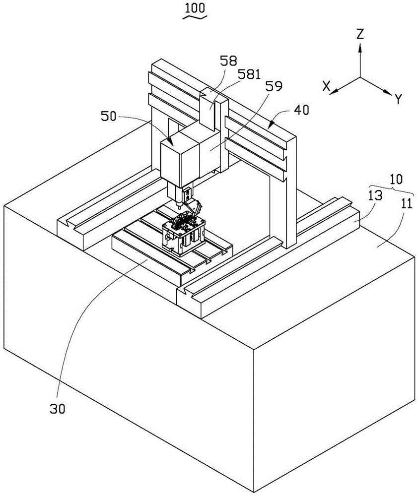Feed device, machine tool using the feed device and processing method thereof