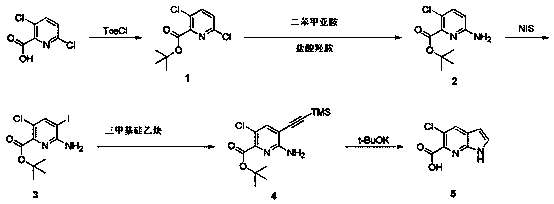 Synthetic method of 7-azaindole-5-chloro-6-carboxylic acid