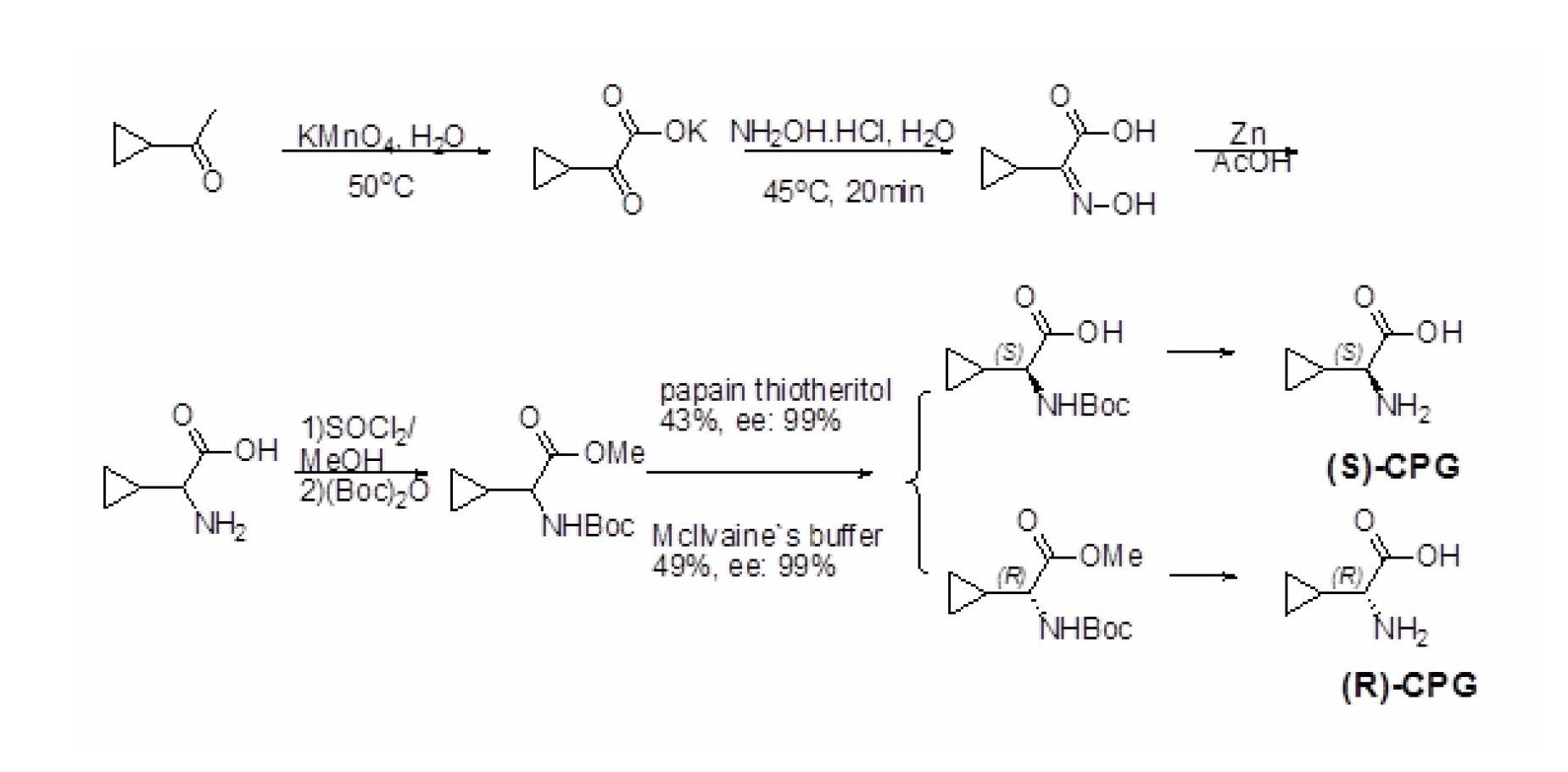 Method for preparing (S)-2-aminocyclopropylacetic acid