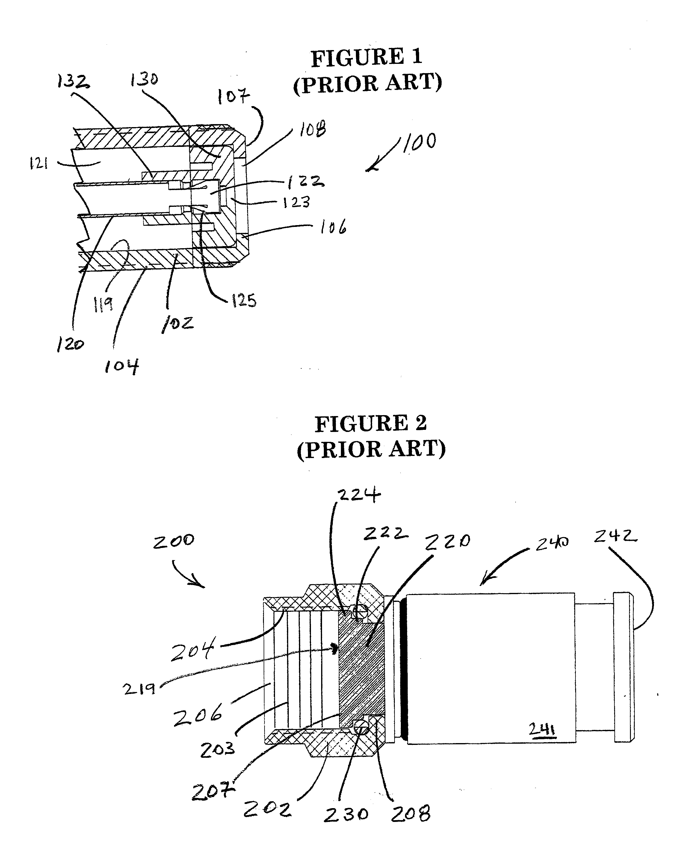 Moving part coaxial cable connector