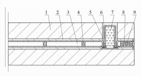 Glass composite vacuum panel with sealing strips and getter and manufacturing method thereof