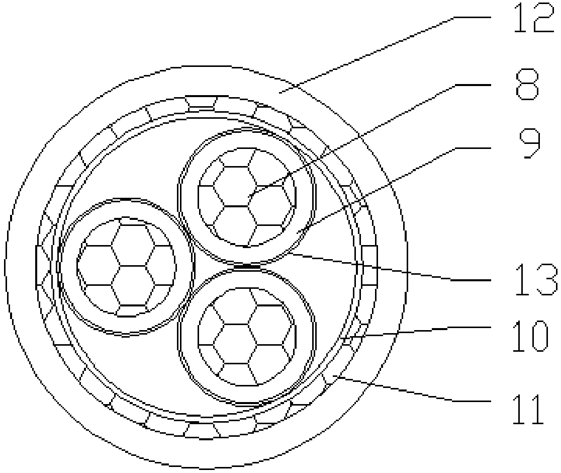 Large-cross section metal shielding flexible cable for mobile equipment