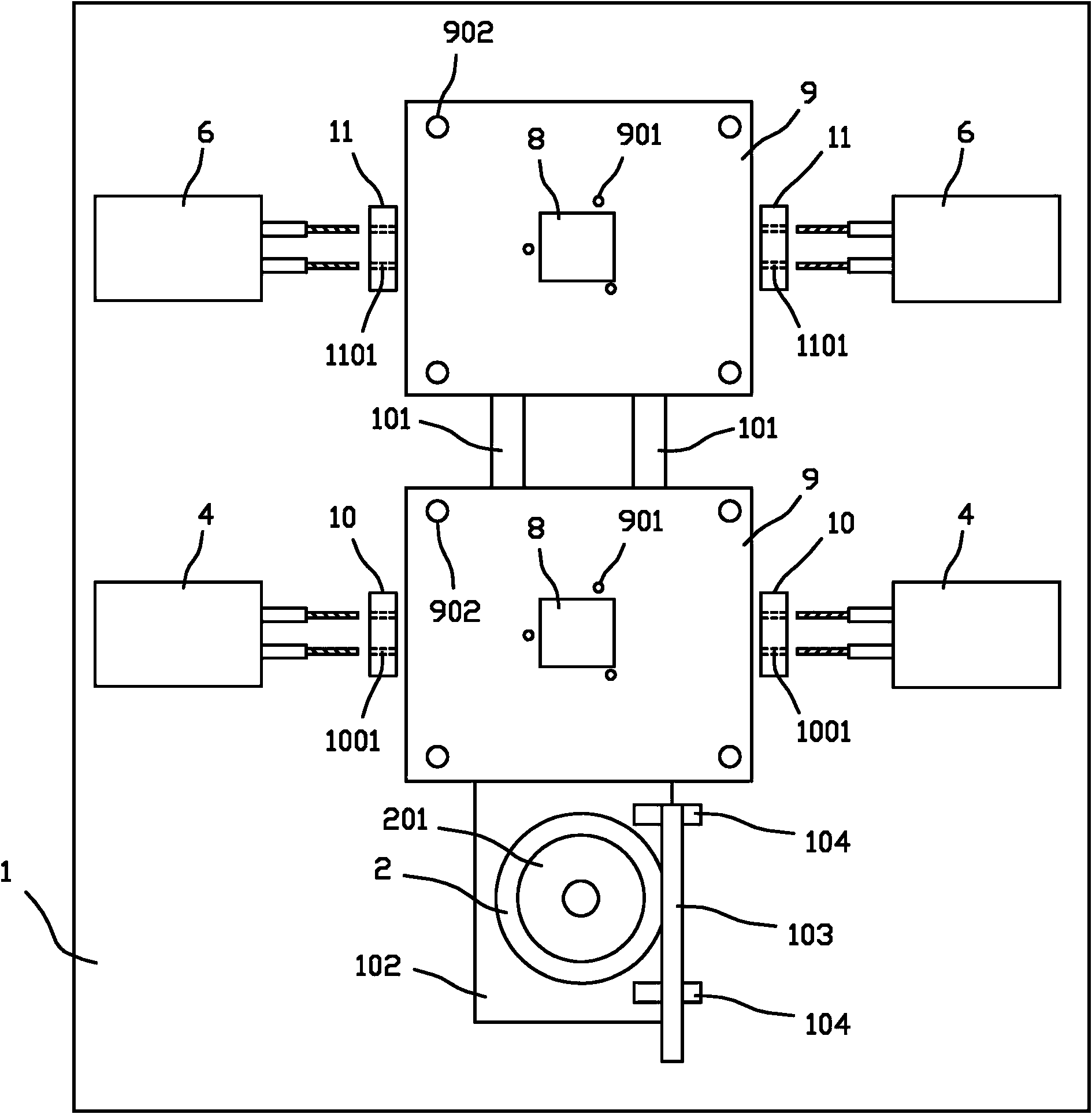 Tapping device for punching chassis