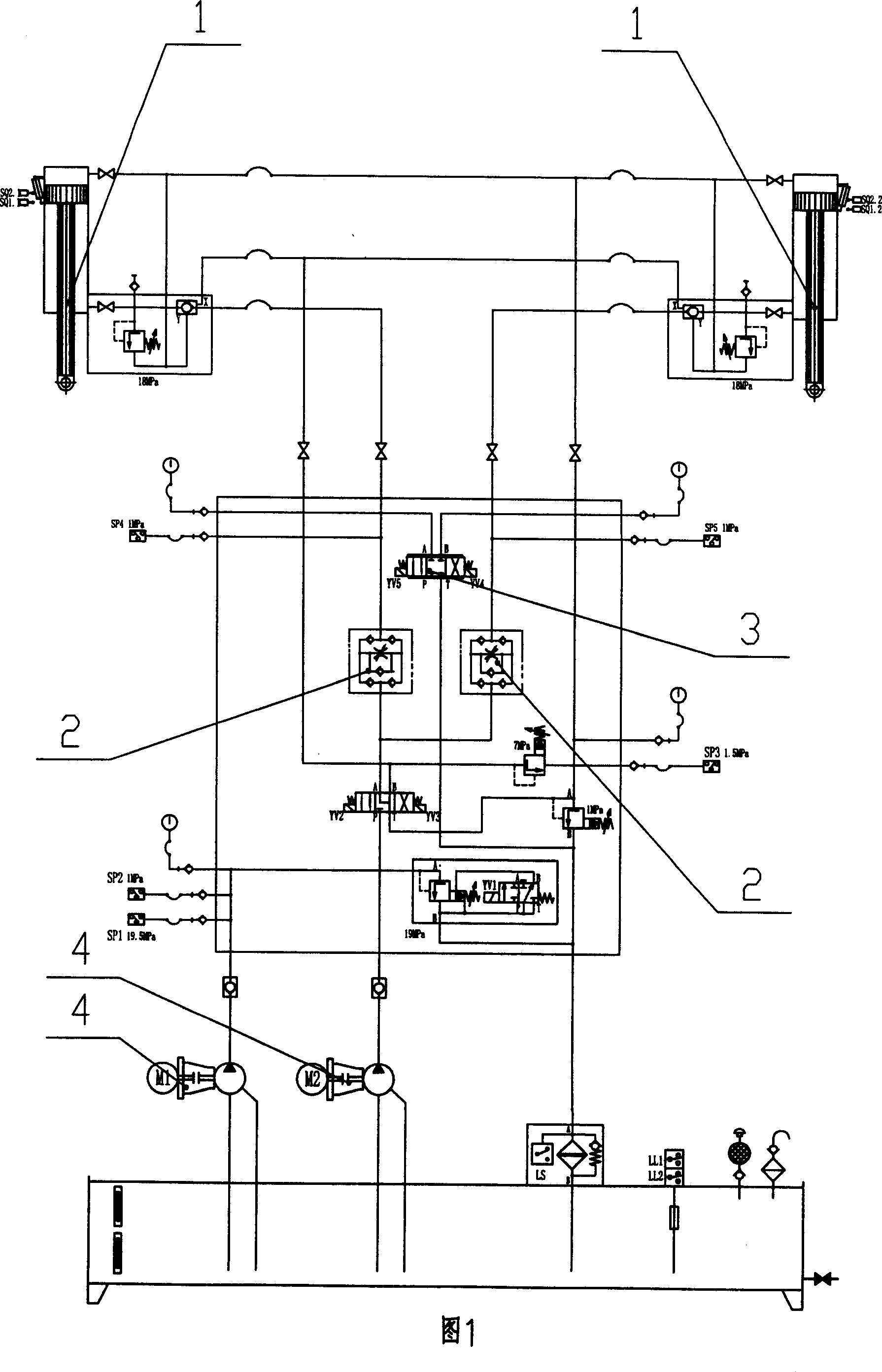 Synchronous control device of hydraulic headstock gear