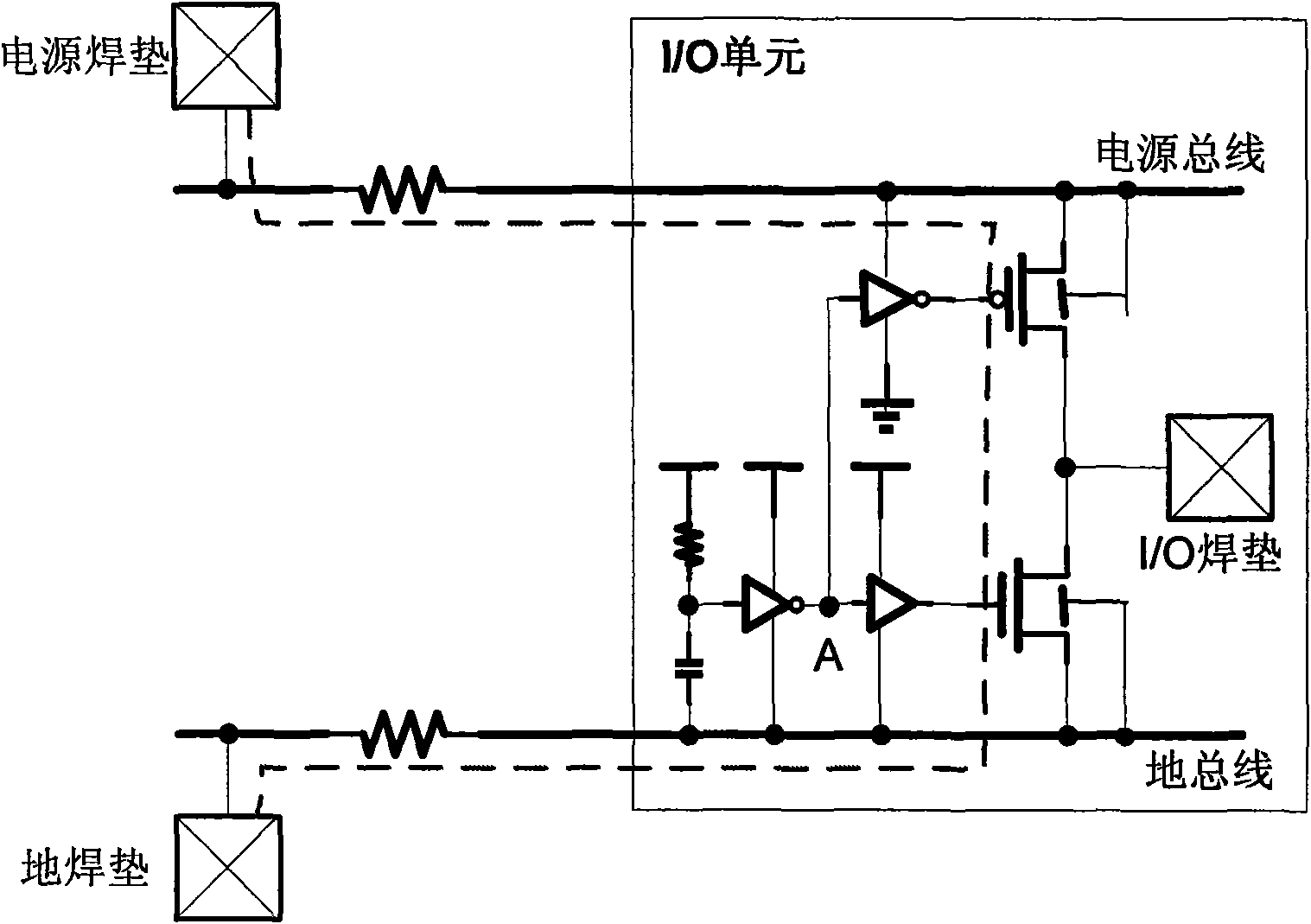 Power clamping static protection circuit