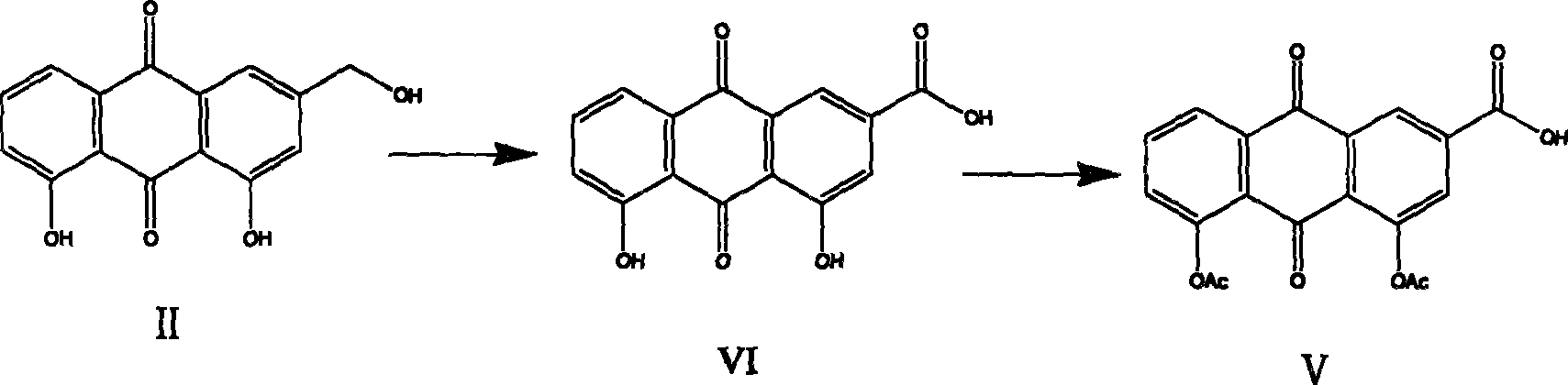 Technique for preparing diacerein by two-step oxidation process