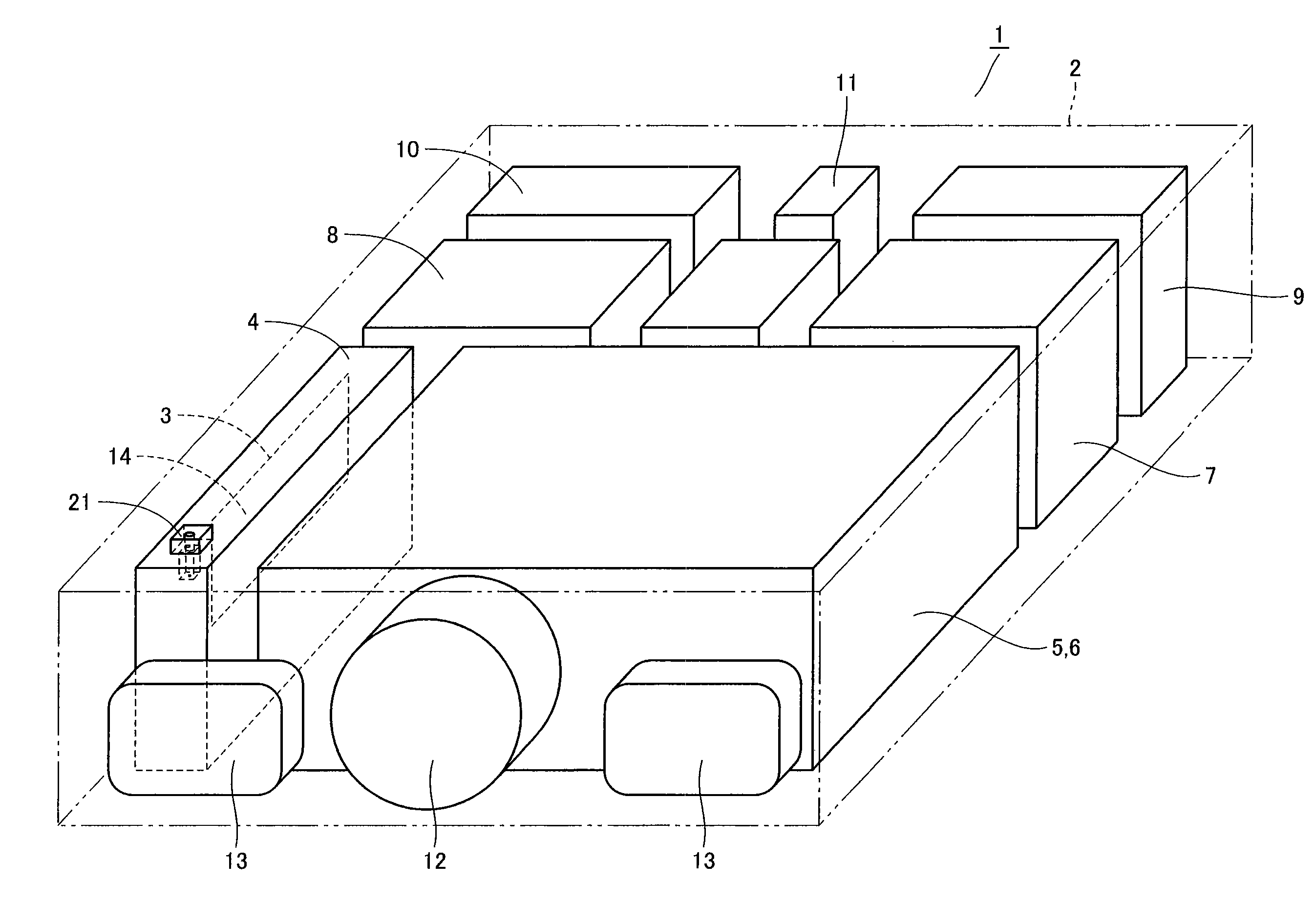Installation structure of sensor and projector apparatus having the same
