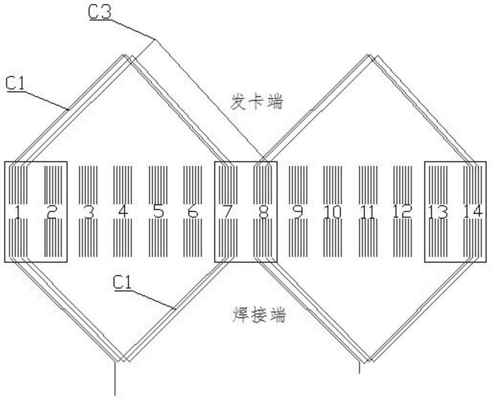 Stator assembly with square wires shaped like Chinese character'tian 'and motor