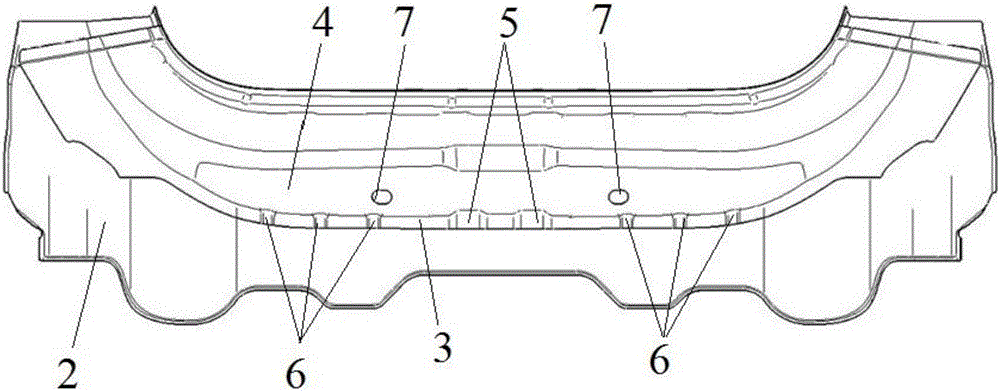 Rear wall structure with drainage function