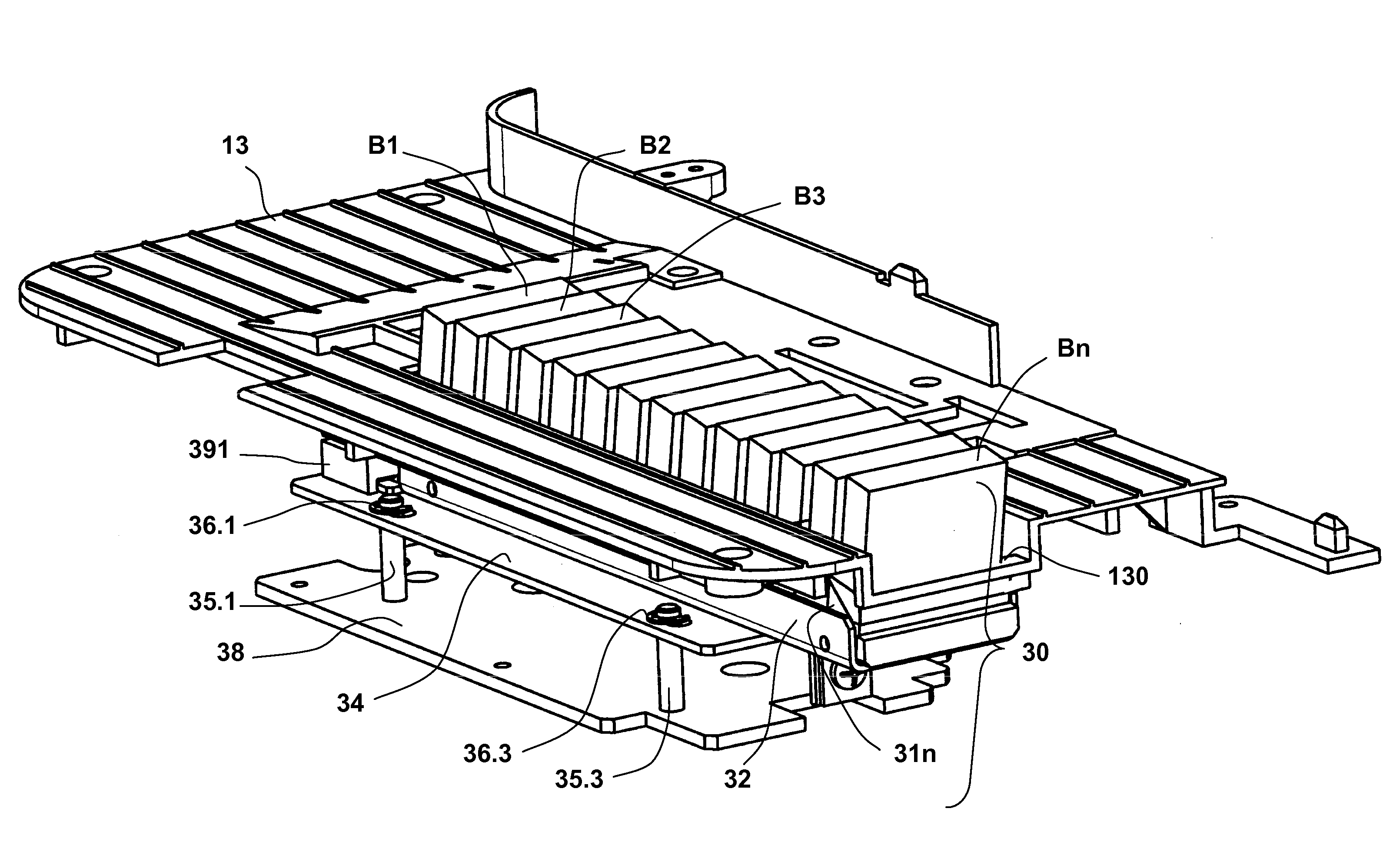 Apparatus for pressing flat materials onto a transport module