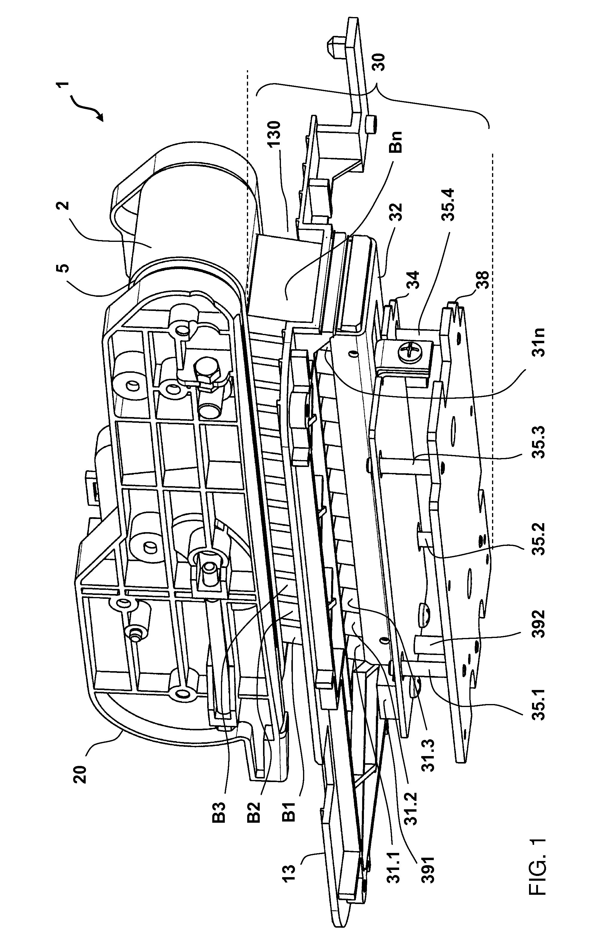 Apparatus for pressing flat materials onto a transport module