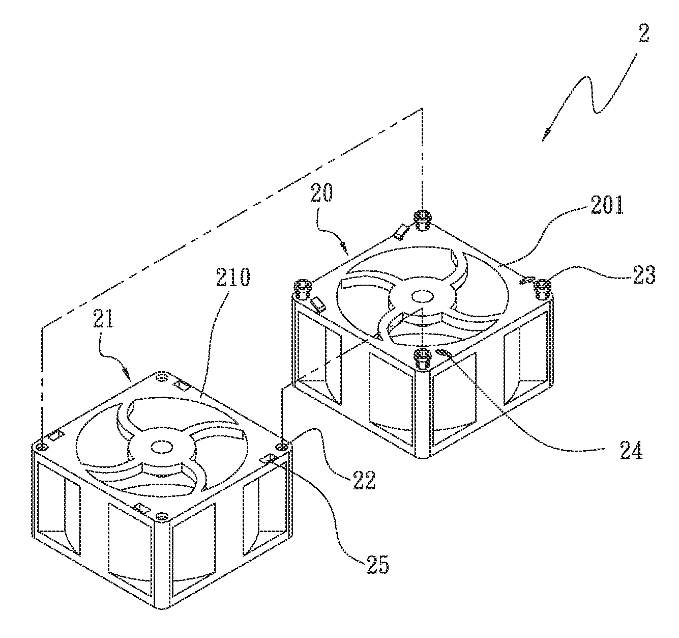 Anti-vibration serial fan structure