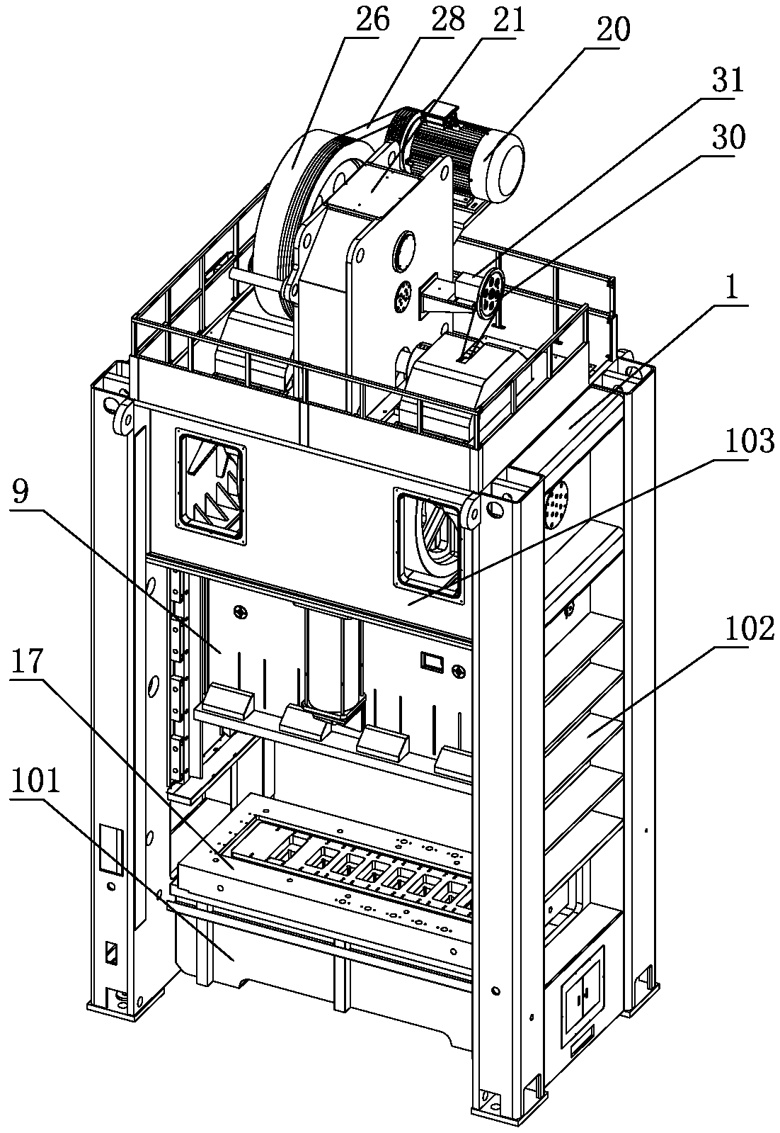 A large-stroke multi-station stretching press
