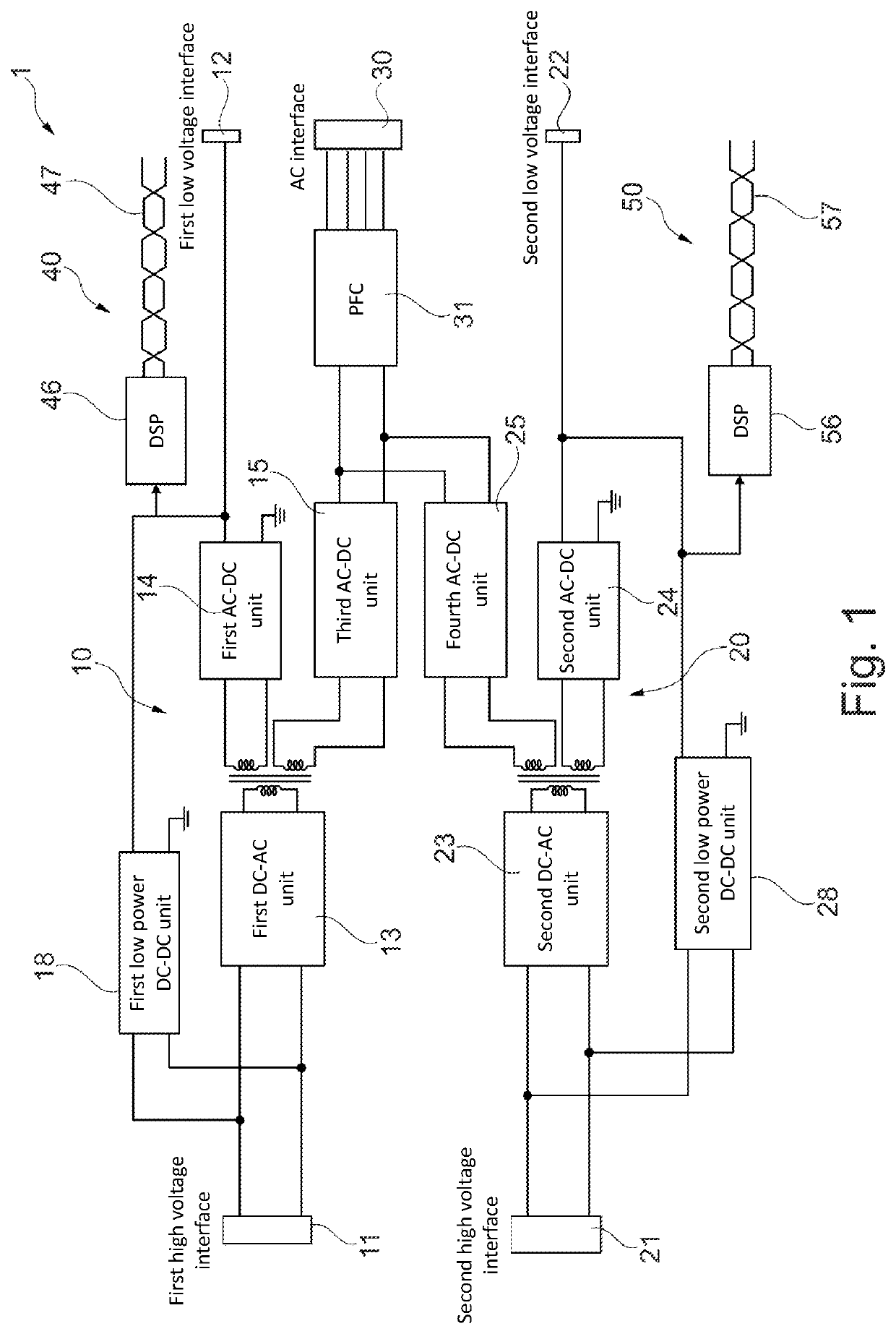 Converter system for transferring power