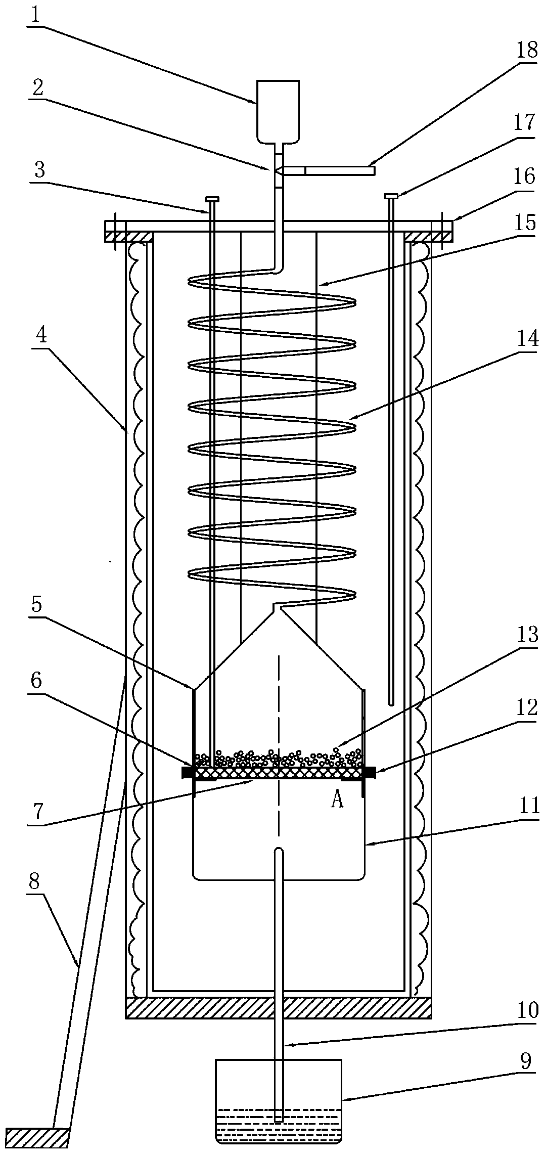 Sand blocking performance experiment device for oil gas sand control screen pipe at high temperature and high pressure