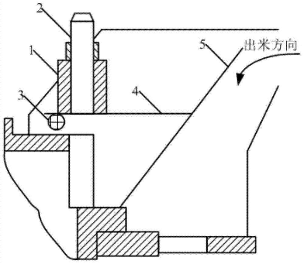 Rice outlet flow adjusting device and rice husking machine