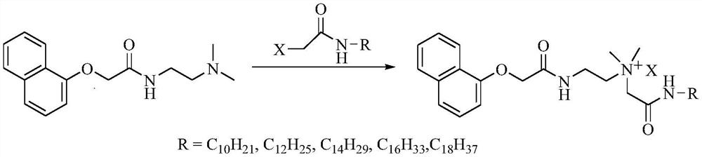 High-temperature-resistant salt-tolerant naphthol derivative quaternary ammonium salt foaming agent as well as a preparation method and application thereof