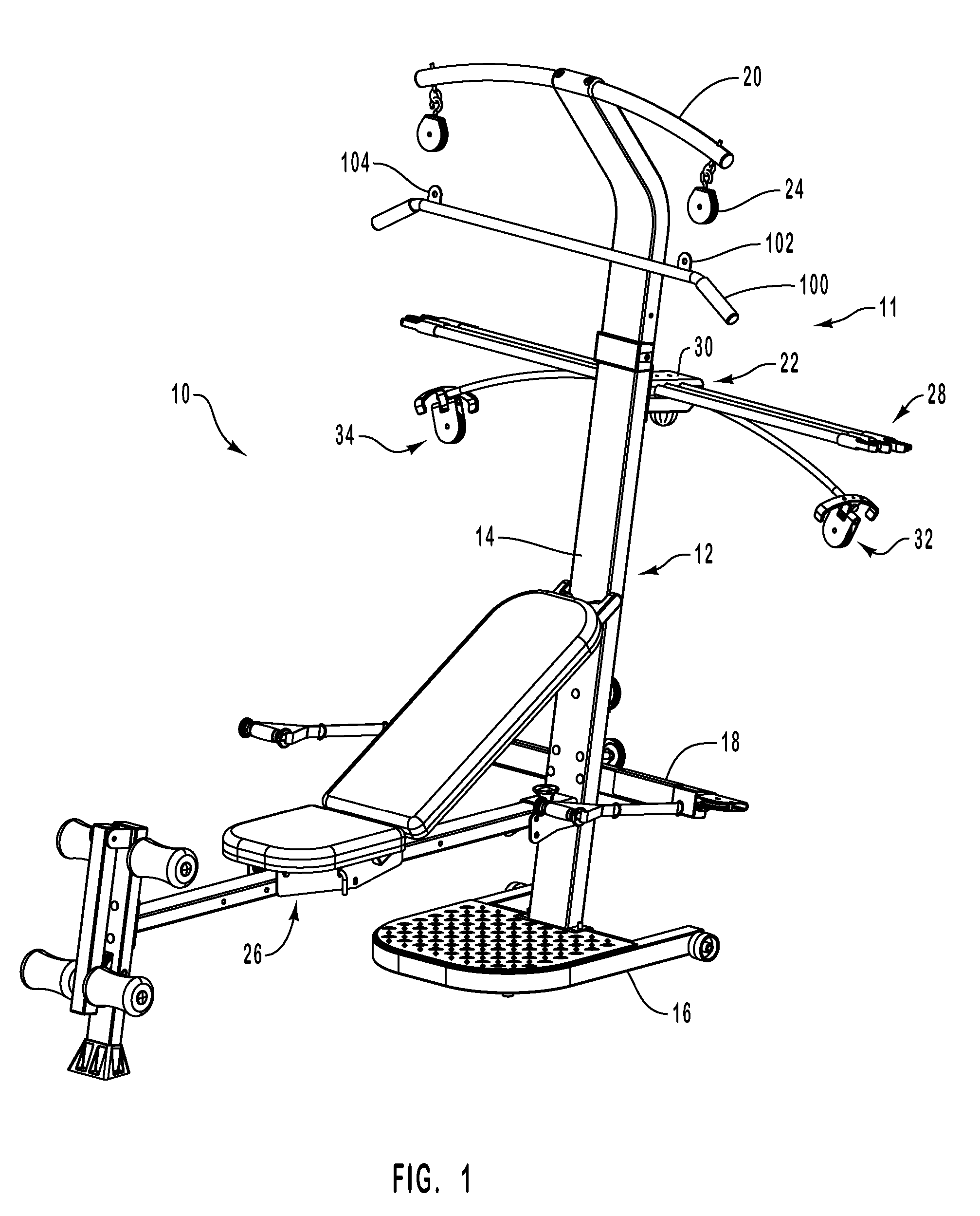 Exercise device with centrally mounted resistance rod