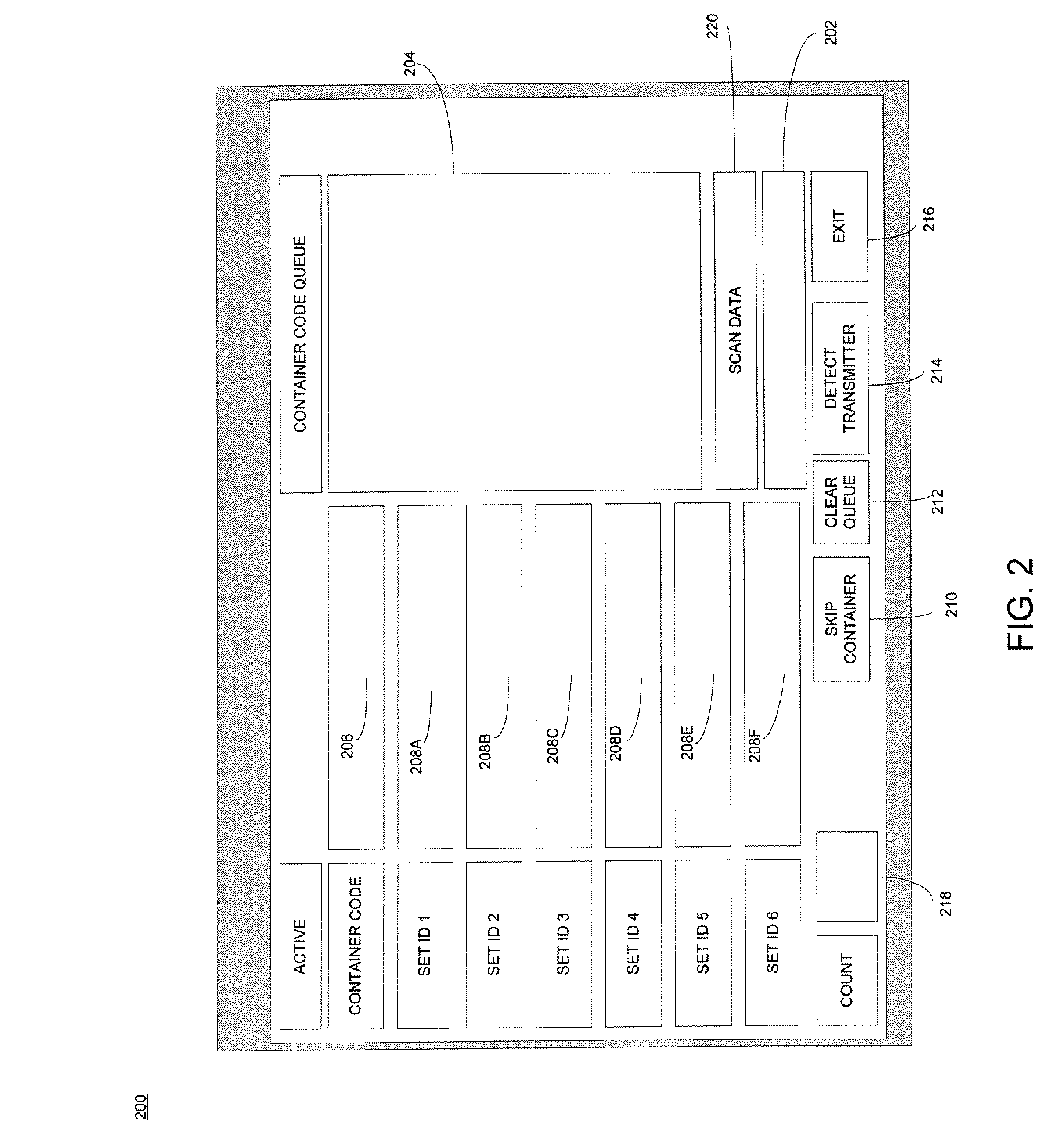 System and software for processing containers having tools with associated transmitters