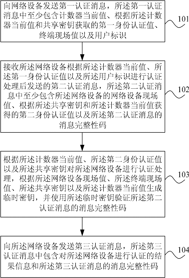 Access authentication processing method and system, terminal as well as network equipment