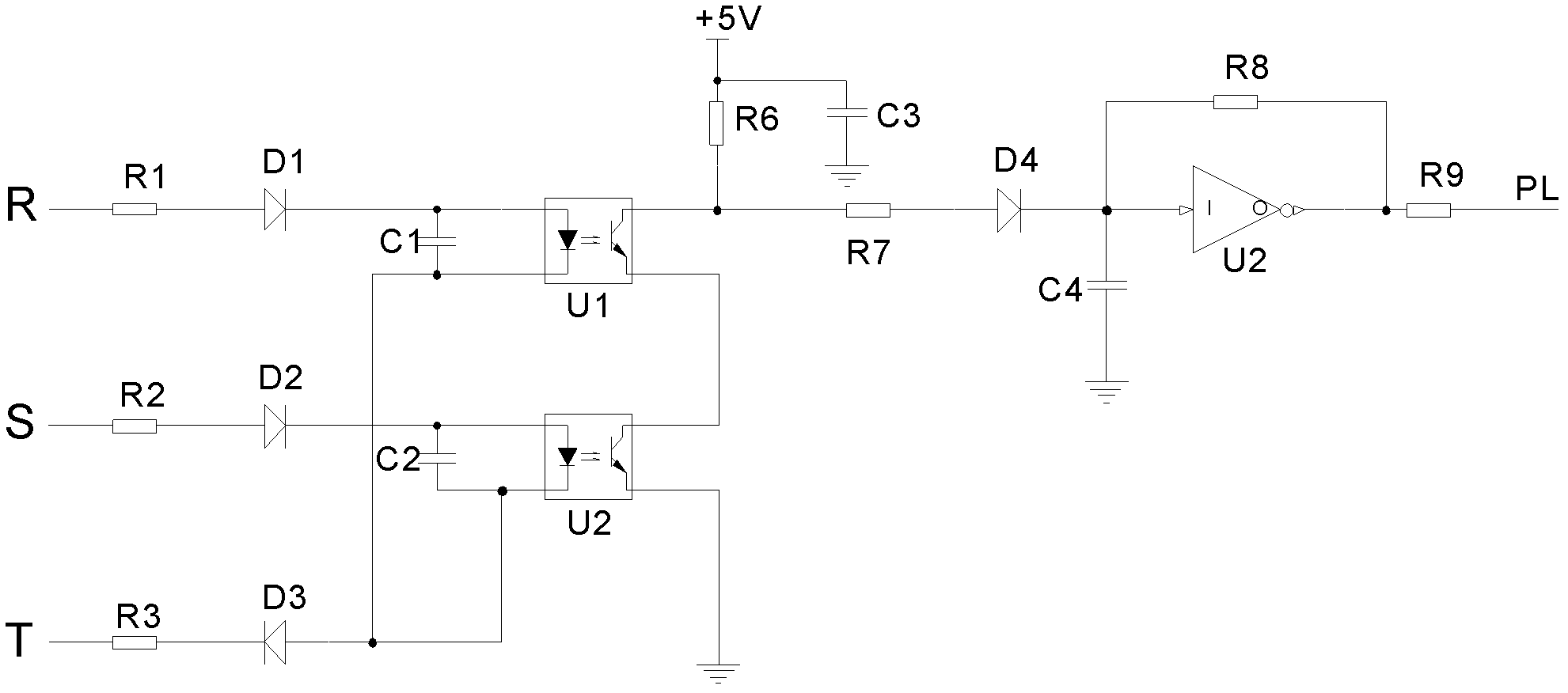 Three-phase power input open-phase detection circuit