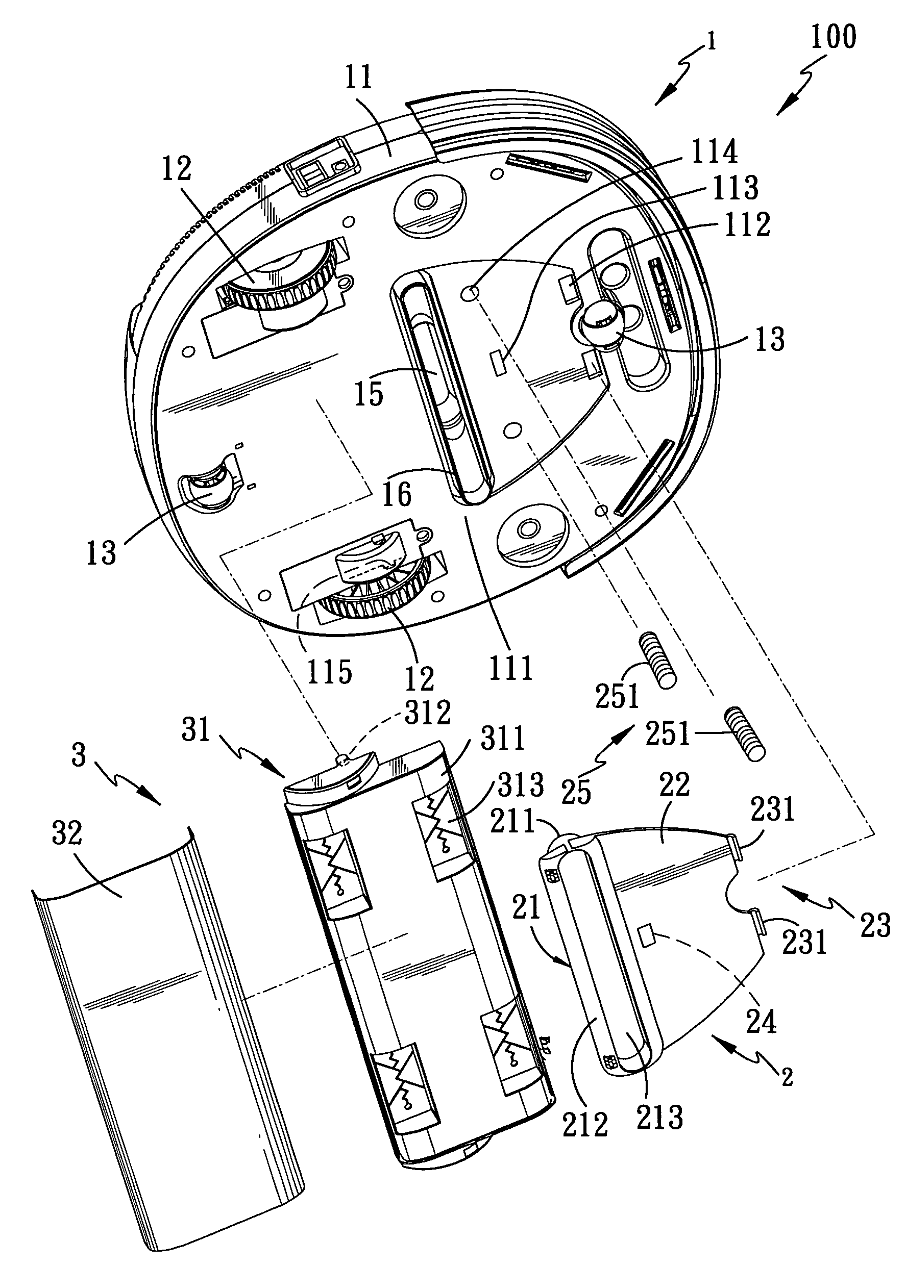 Self-moving vacuum cleaner with moveable intake nozzle
