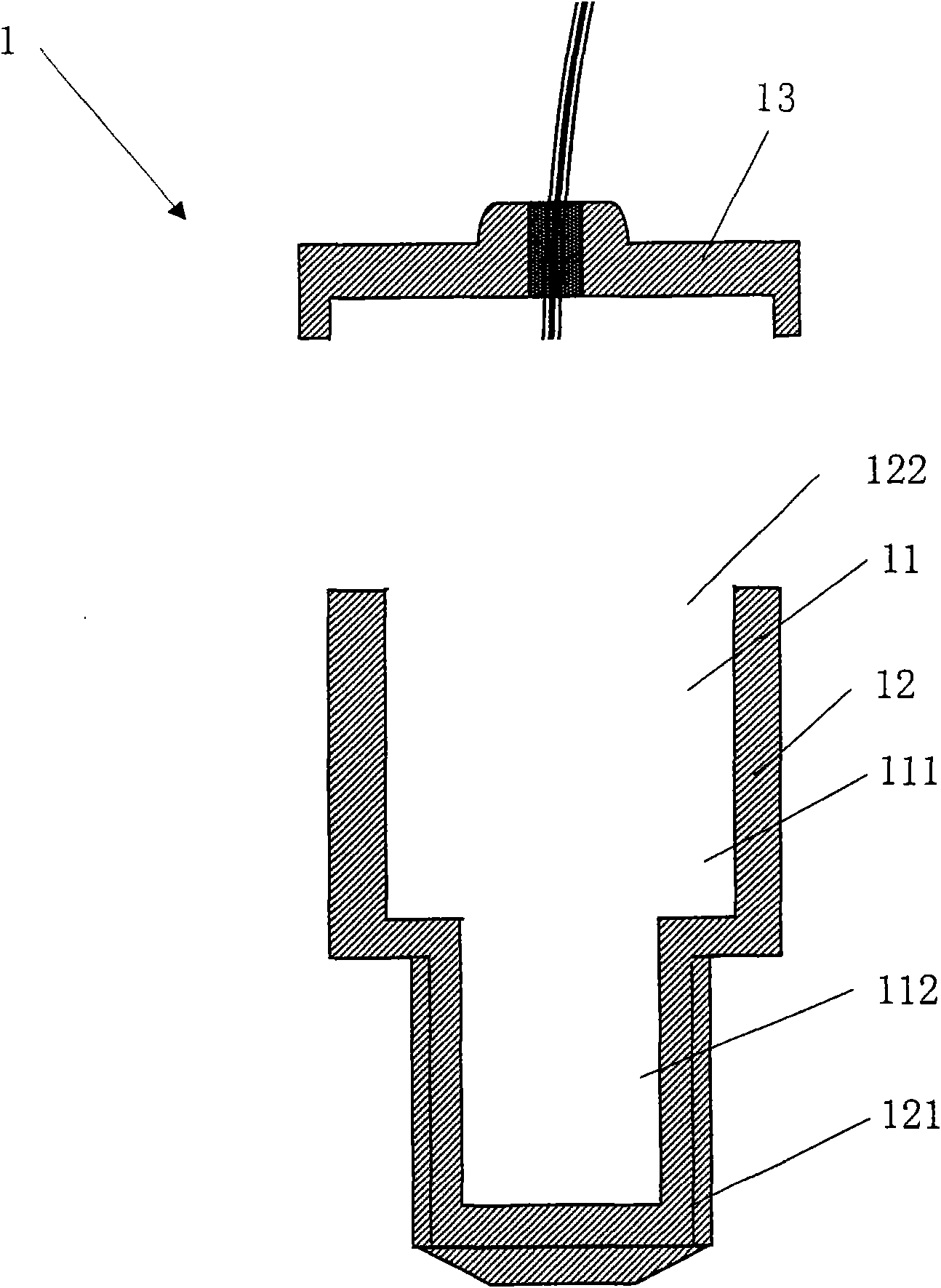 Shaft temperature sensor used for rolling stock and manufacturing method thereof