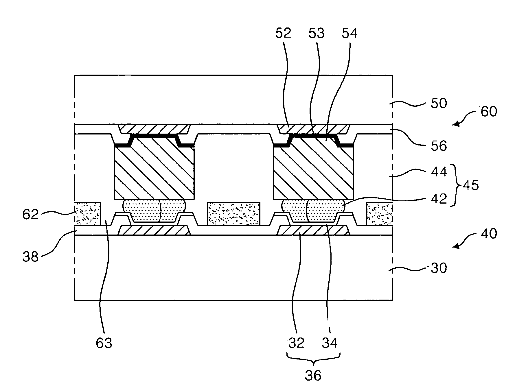 Insulating layer between bumps of semiconductor chip, and display panel using the same with anisotropic conductive film between semiconductor chip and substrate