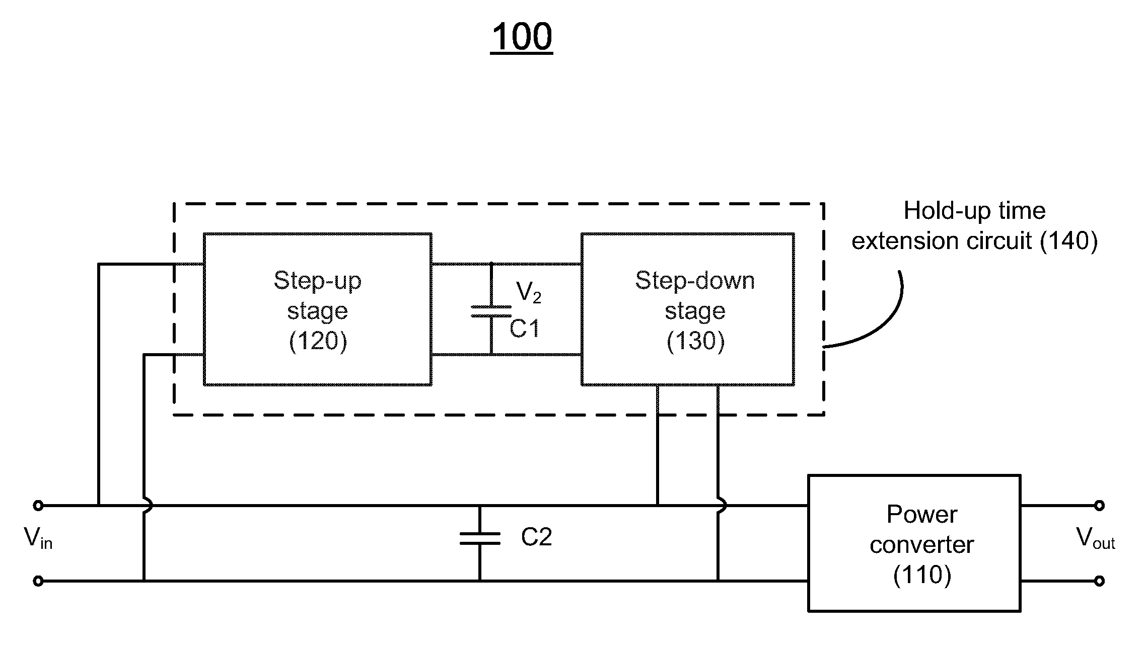Hold-up time extension circuit for a power converter