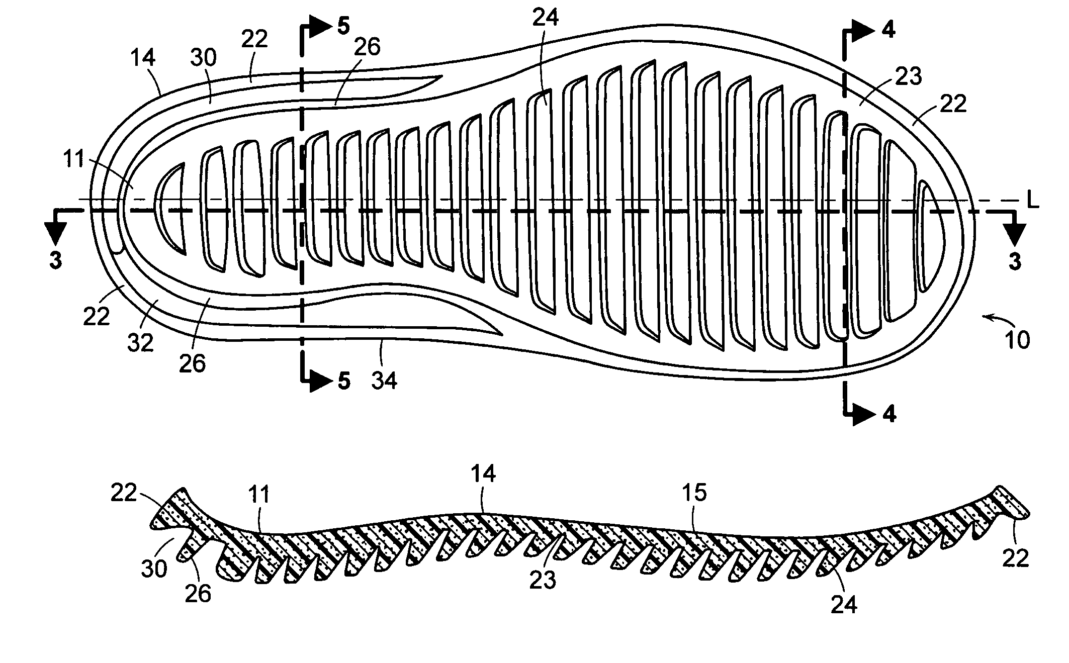 Sole for article of footwear for sand surfaces