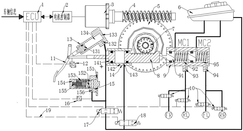 Fully-decoupled electric-liquid compound braking system