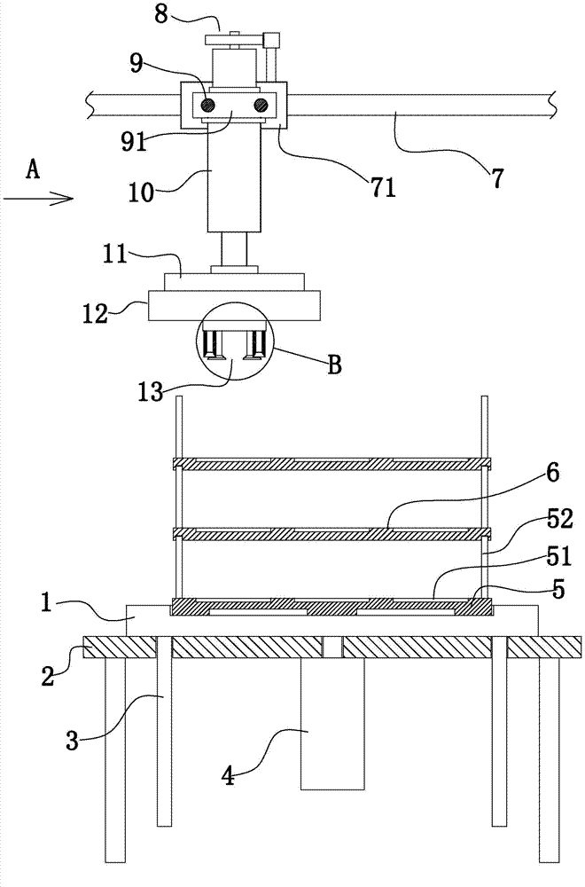 Production line vehicle accumulation battery installation device