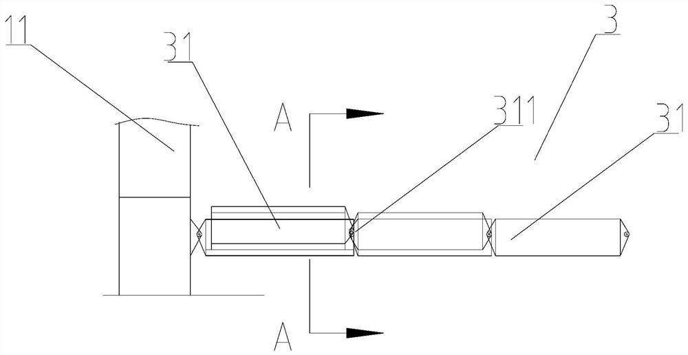A folding bridge device for round pipe conveyor and its installation method