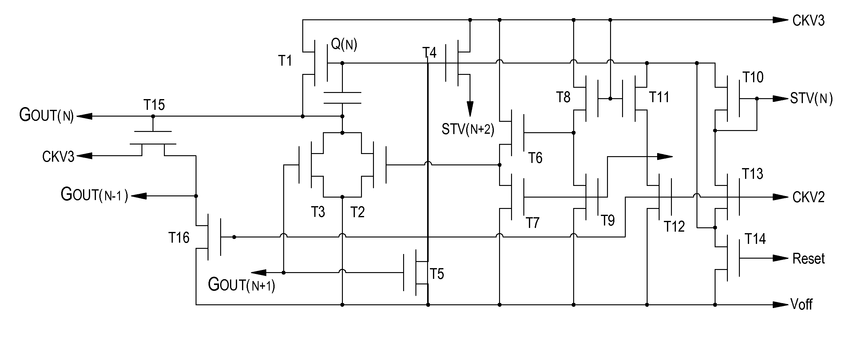 Liquid crystal display panel and gate driver circuit of a liquid crystal display panel including shift registers
