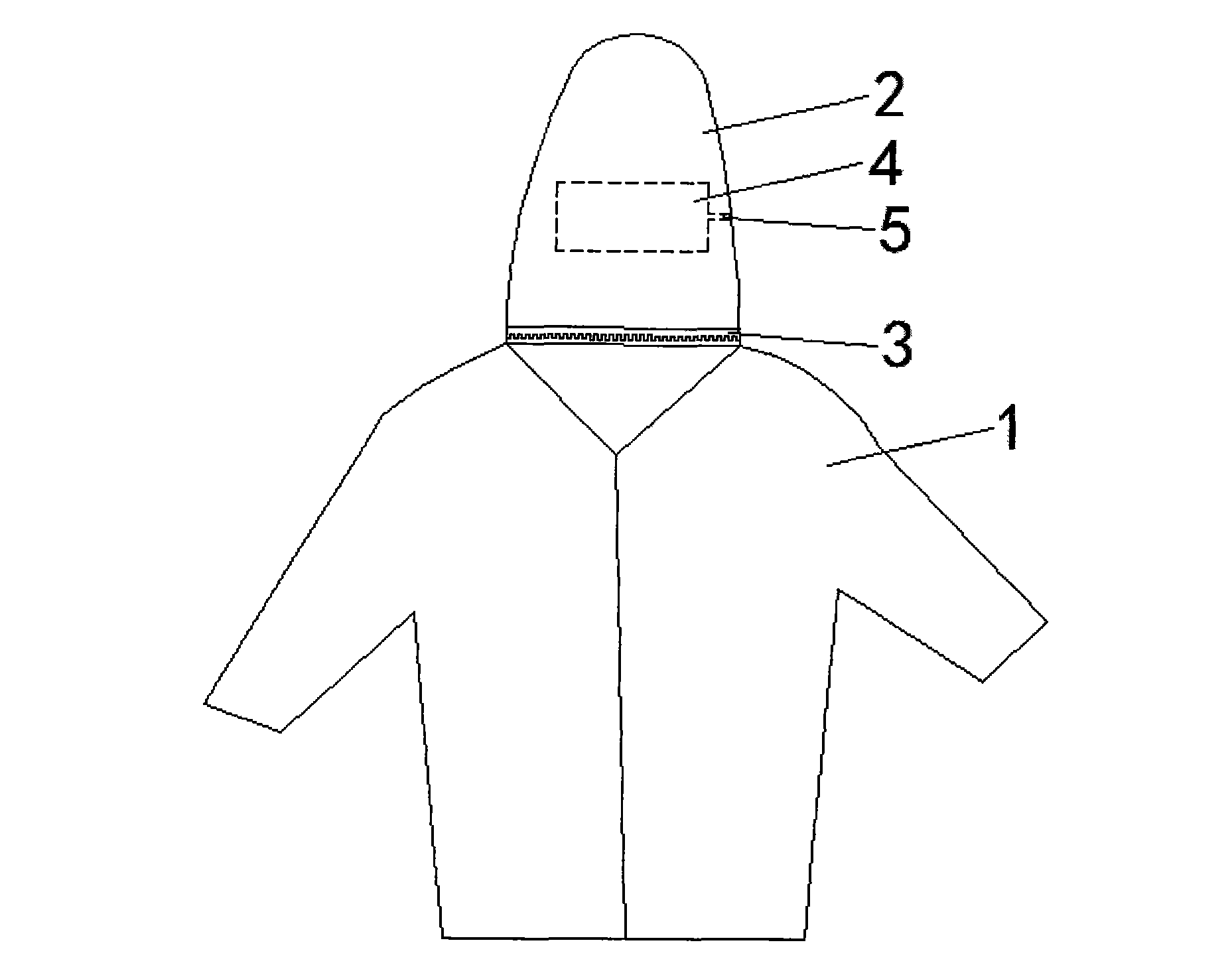 Garment with detachable hat and air bag and easy to wash and quick to dry