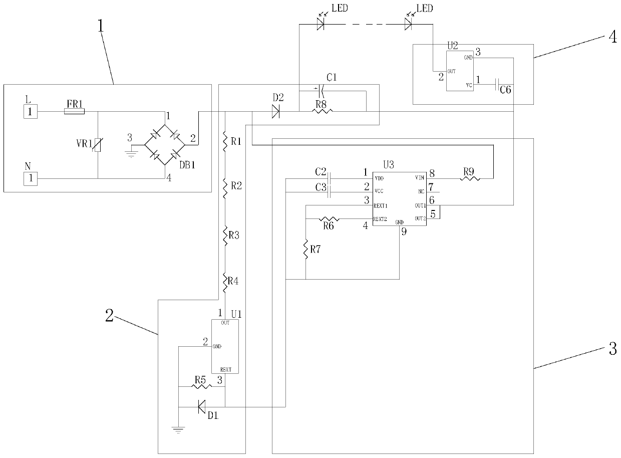 Silicon controlled rectifier dimming linear non-stroboscopic LED circuit and implementation method thereof